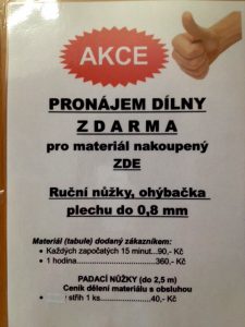 Pronájem dílny AKCE!