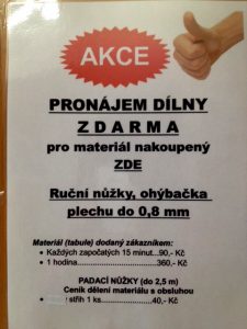 Pronájem dílny AKCE!